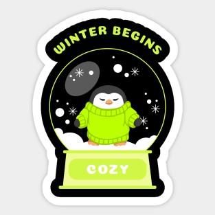 Winter Begins Cozy Penguin (Yellow) Sticker